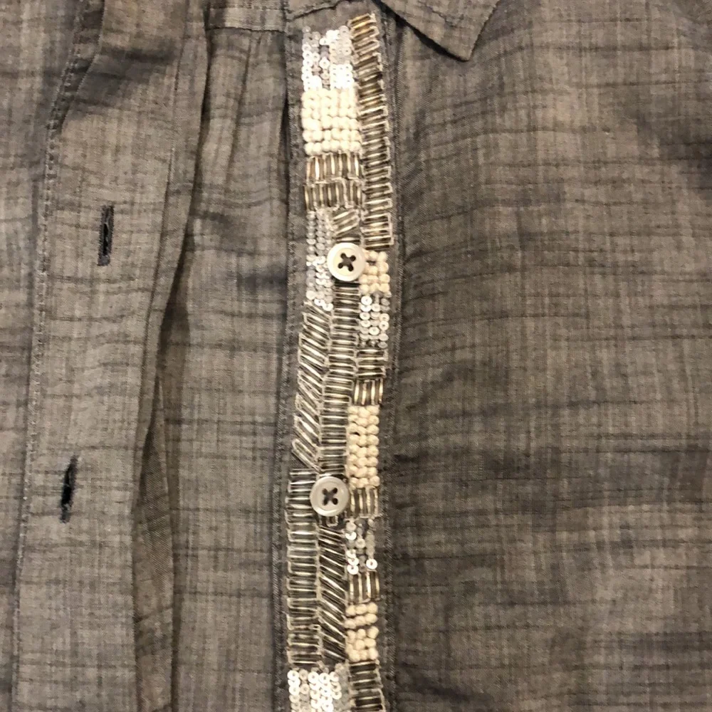 Banana Republic Heritage Grey Sequin Button Down, size M